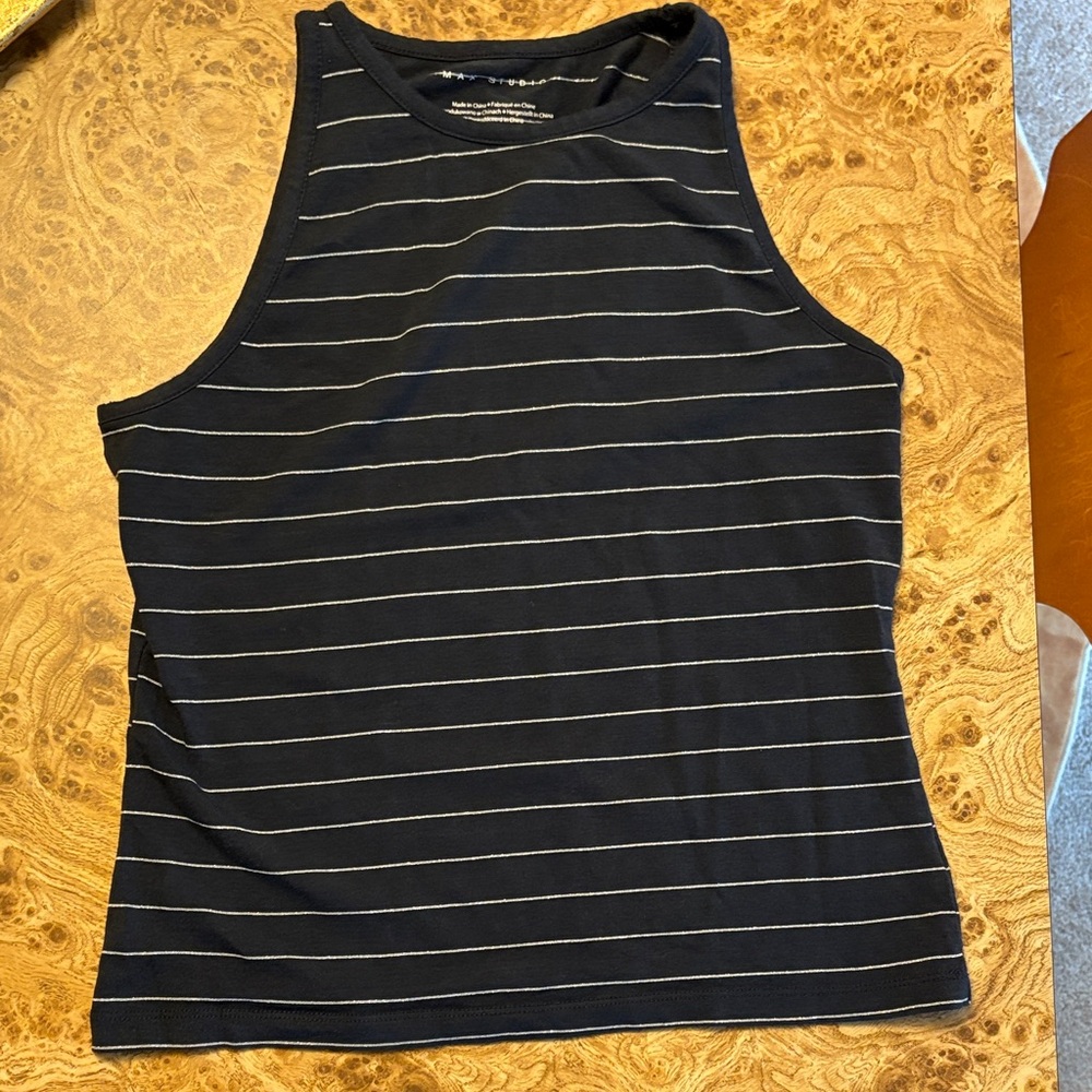 Navy Blue & Sparkly Silver Tank Top